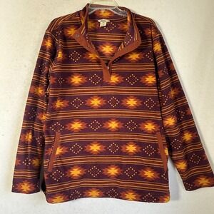 Duluth Trading Co. Men's Fleece Pullover sz 2XL aztec  Fall Snap 1/4 Mock Neck